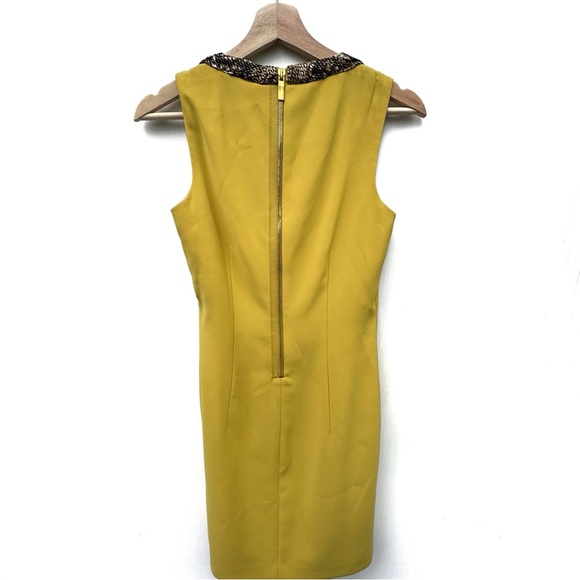 T Tahari Mustard Mini Dress with Embellished Shoulders - Picture 6 of 8